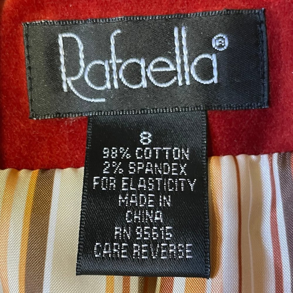 Rafaella ladies rust/orange, cotton velveteen blazer; Size 8 - Picture 7 of 8